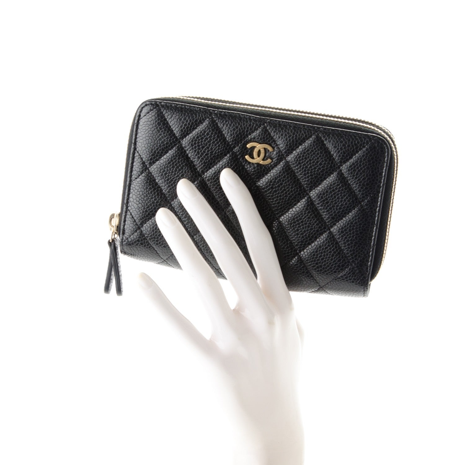 Chanel Caviar Quilted Large Gusset Double Zip Around Wallet Black 2 of 7