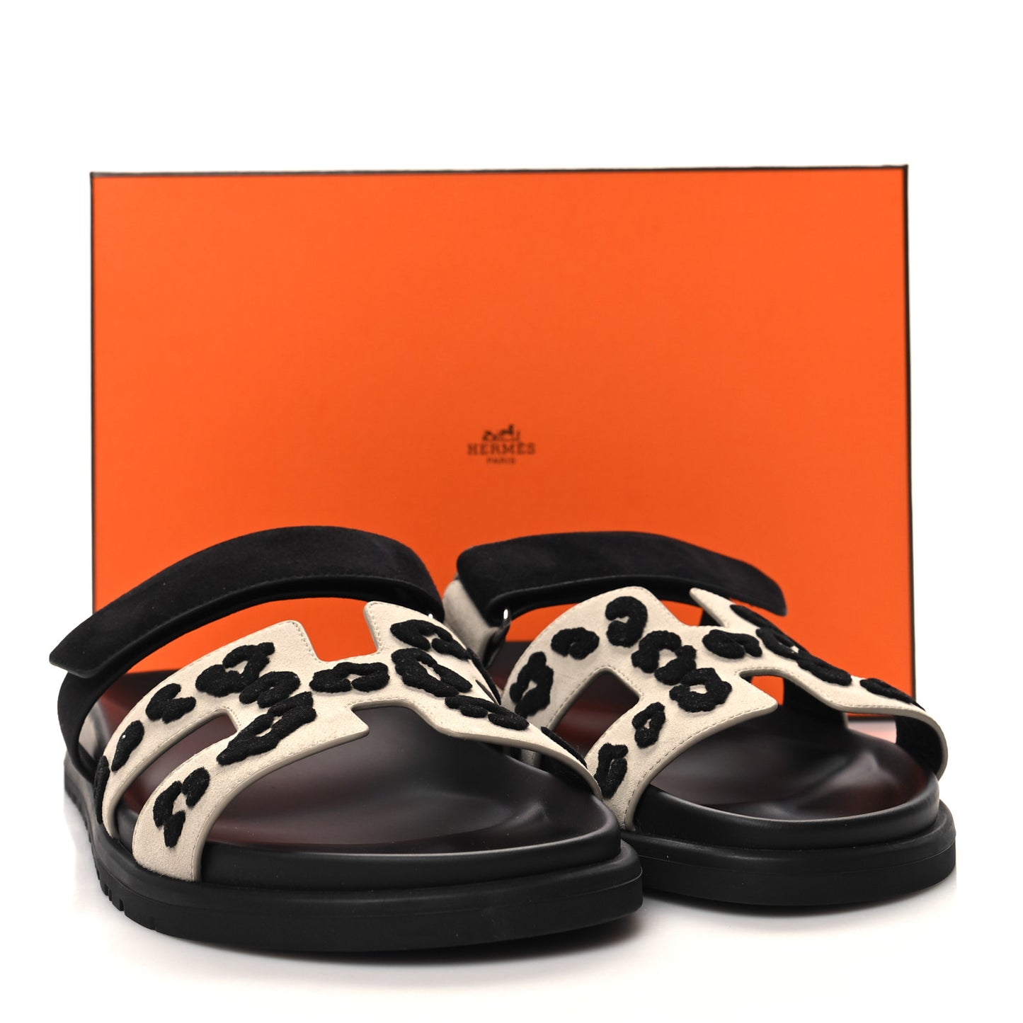 Suede Goatskin Womens Leopard Chypre Sandals 40 Beige Esquisse Black