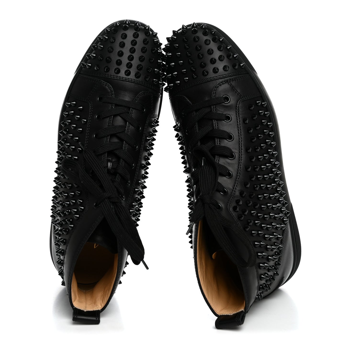 Calfskin Mens Louis Spikes Flat Sneakers 43.5 Black