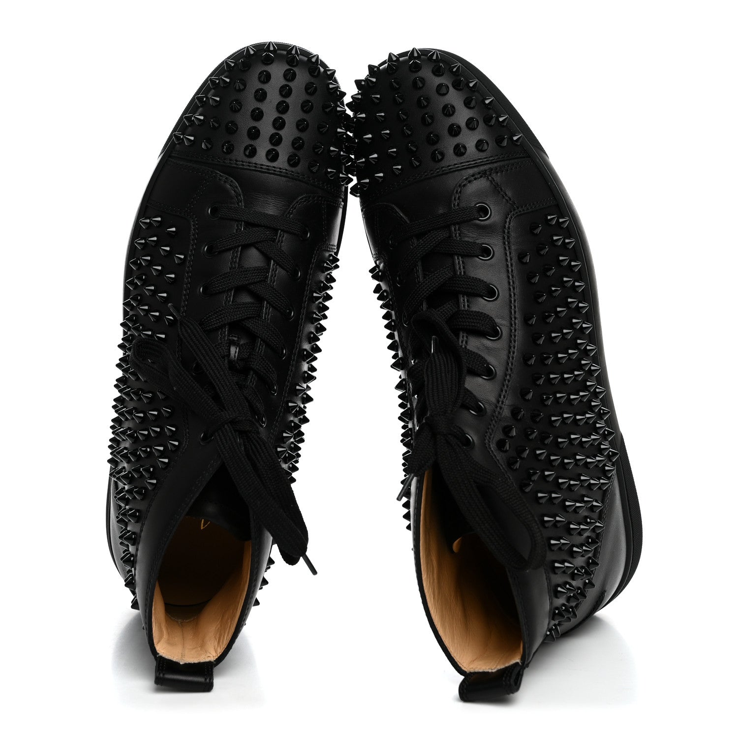 Christian Louboutin Calfskin Mens Louis Spikes Flat Sneakers 43.5 Black 2 of 9
