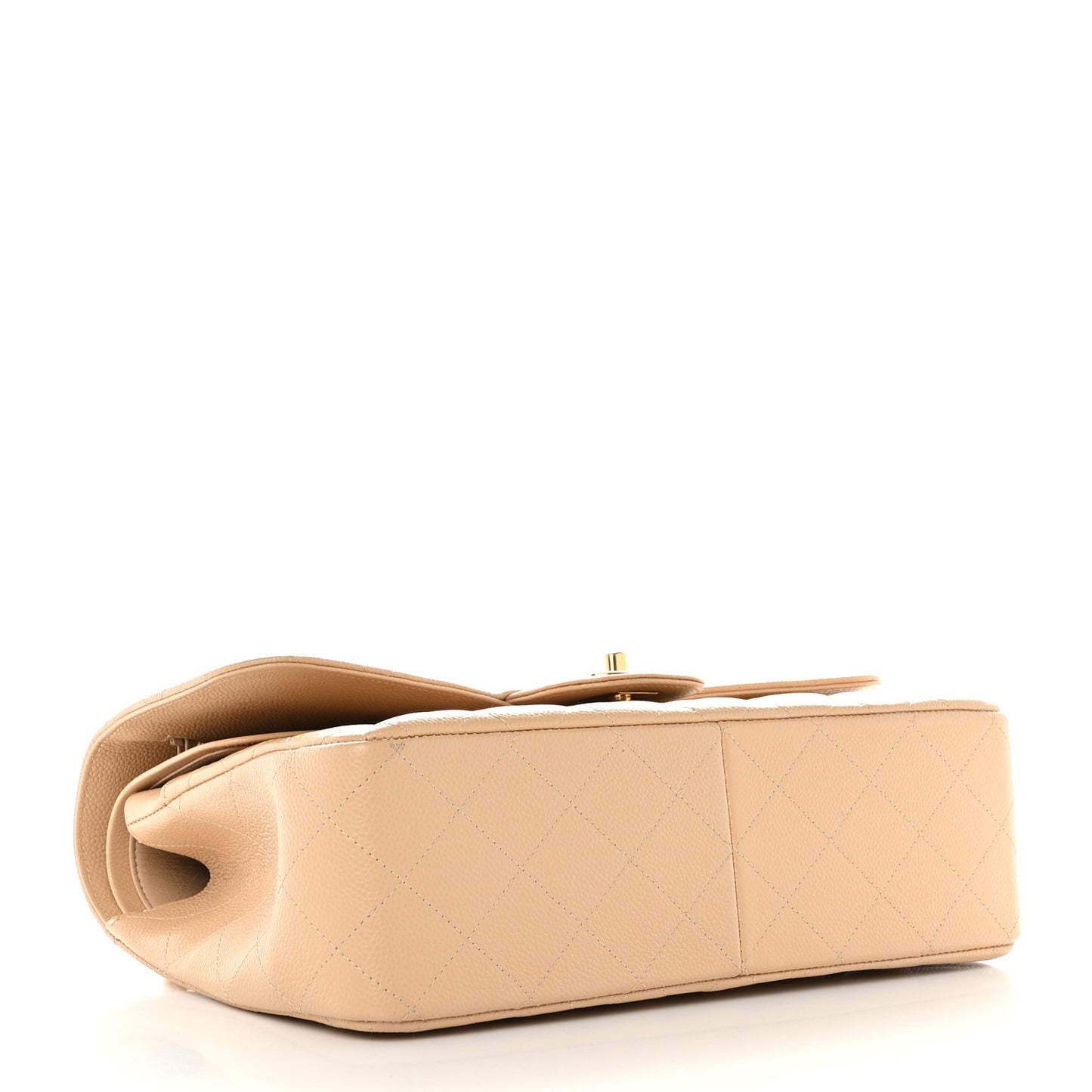 Caviar Quilted Jumbo Double Flap Beige Clair