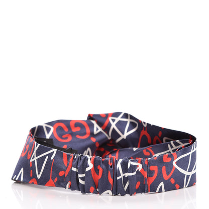 Gucci Silk GucciGhost Stars Print Duchesse Headband Sapphire Red 3 of 5