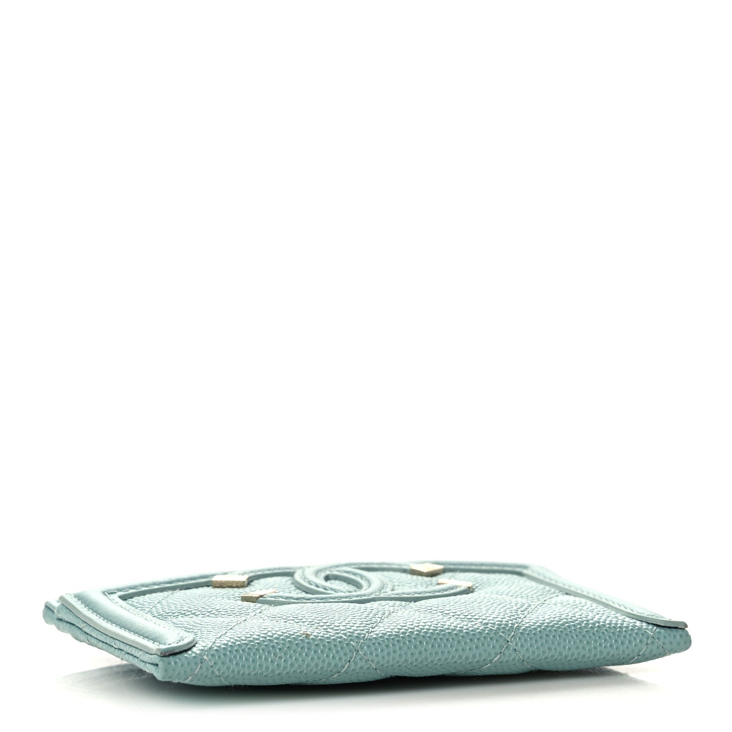 Chanel Caviar Quilted Filigree Card Holder Light Blue 4 of 9