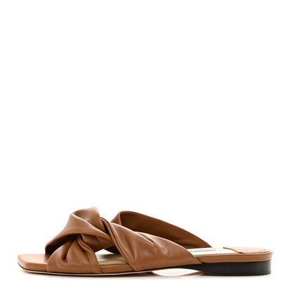 Jimmy Choo Nappa Narisa Flat Sandals 37.5 Cuoio 1 of 7