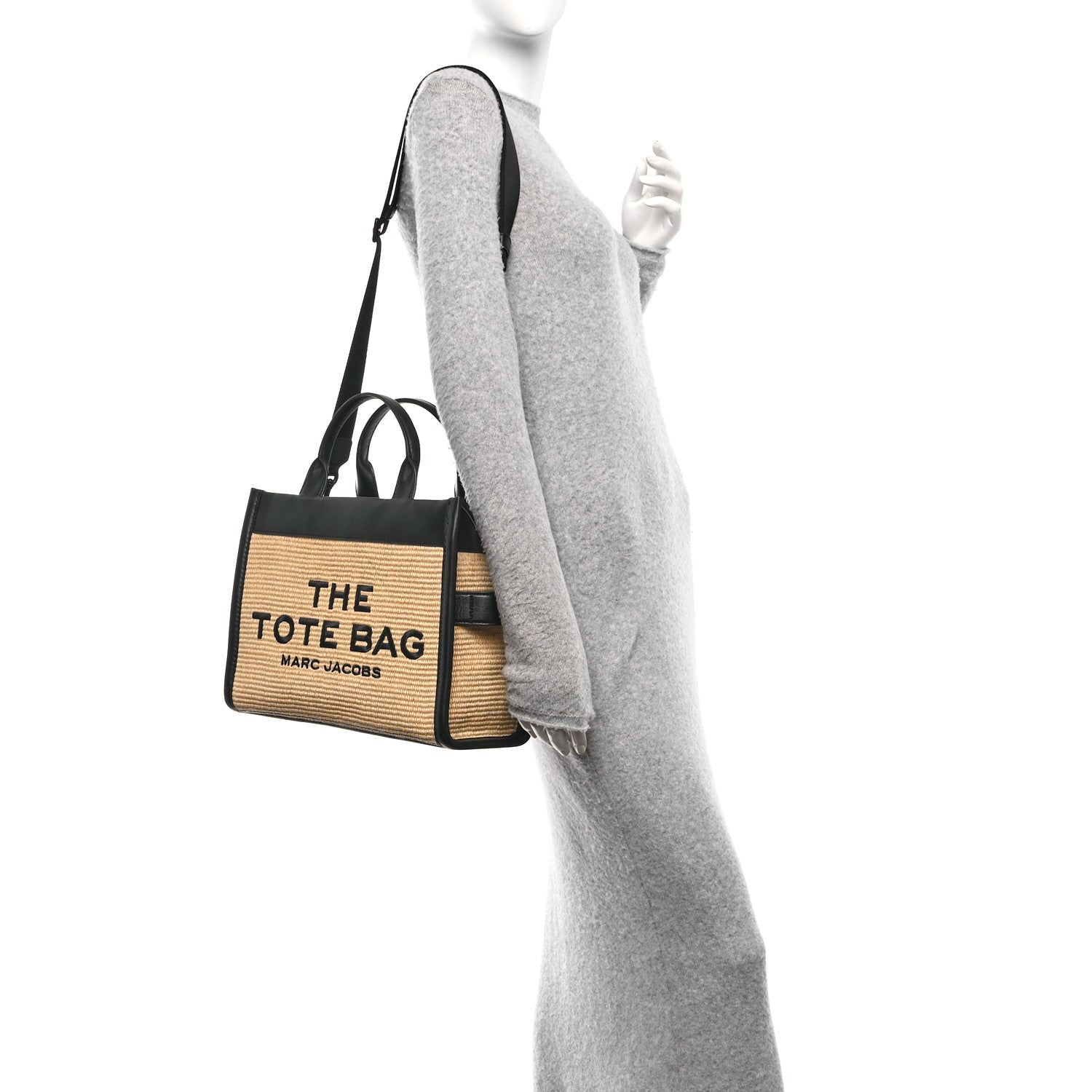 Marc Jacobs Calfskin Woven Straw Medium The Tote Bag Natural 2 of 9