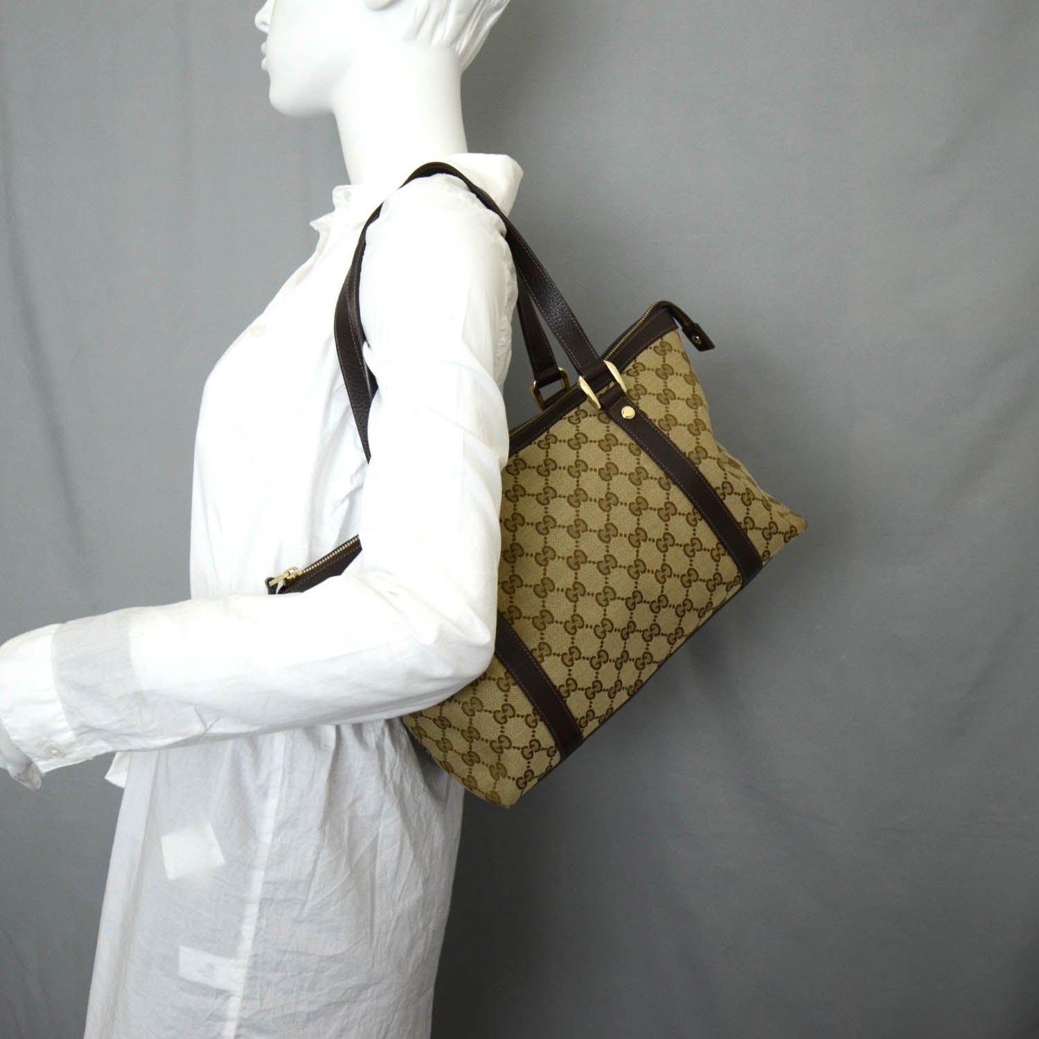 Gucci Monogram Medium Abbey Tote Brown 2 of 11