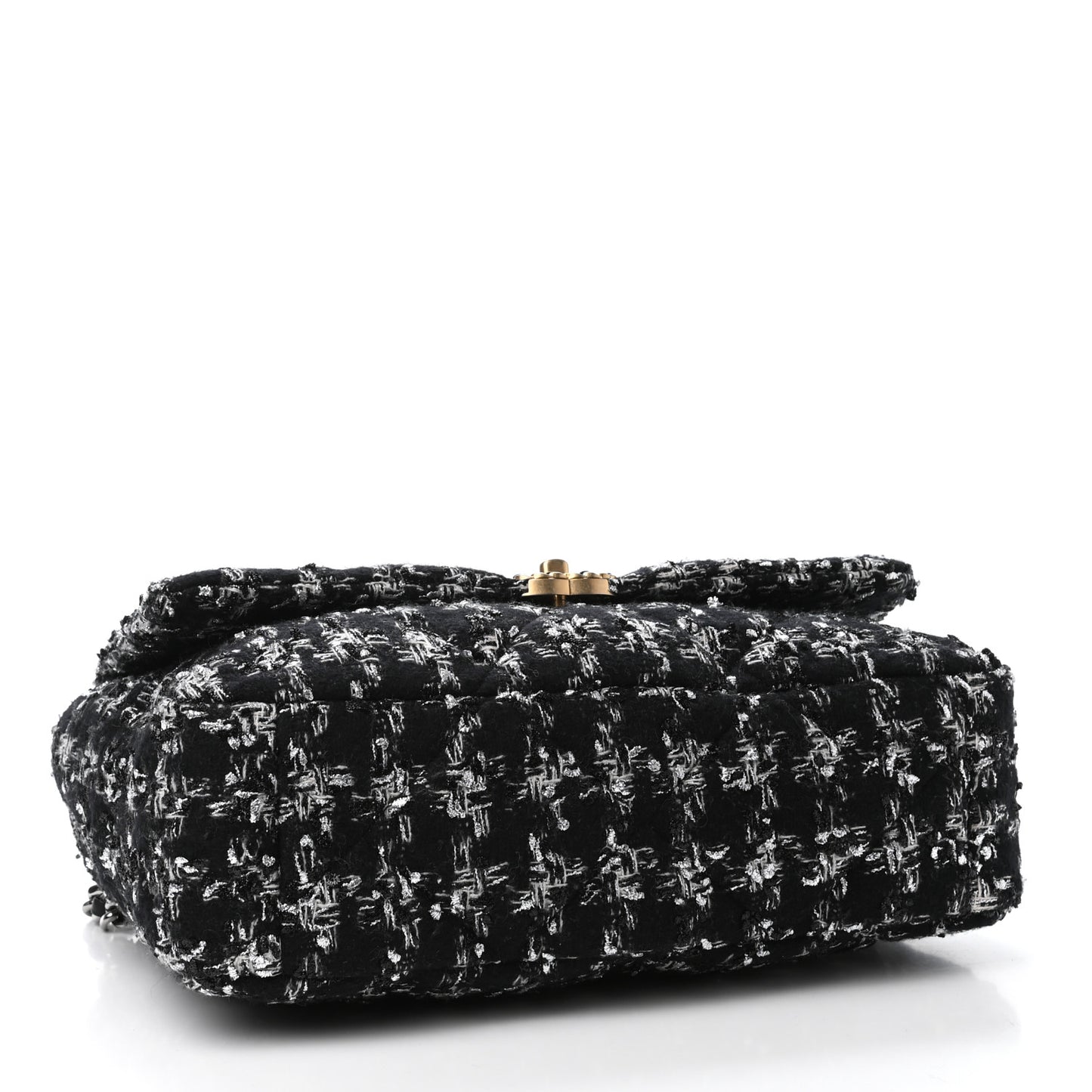 Tweed Quilted Maxi Chanel 19 Flap Black Silver Ecru