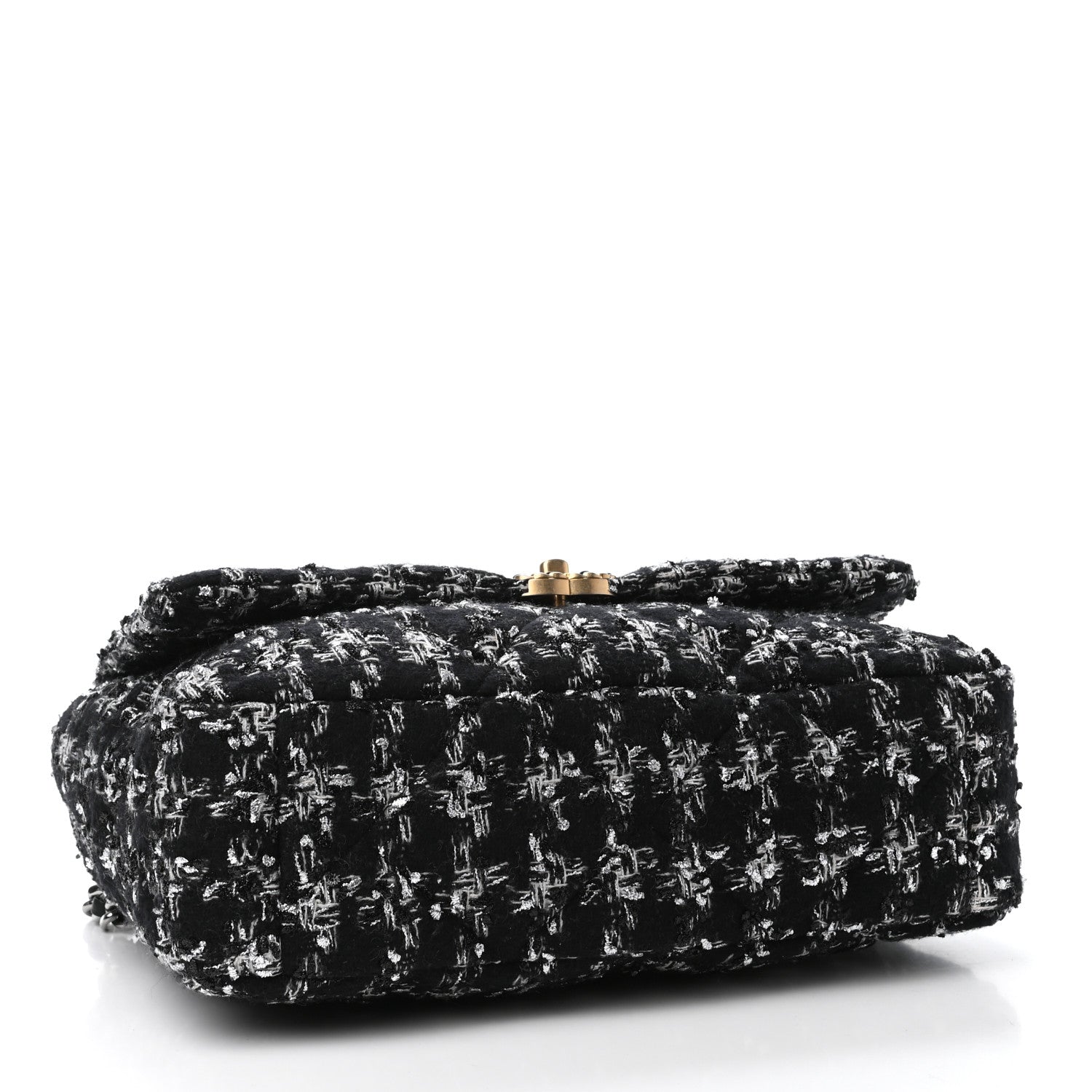 Chanel Tweed Quilted Maxi Chanel 19 Flap Black Silver Ecru 3 of 4