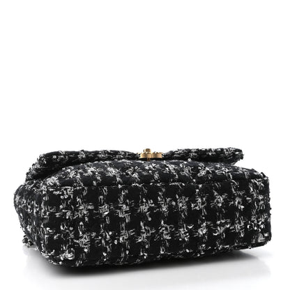 Chanel Tweed Quilted Maxi Chanel 19 Flap Black Silver Ecru 3 of 4