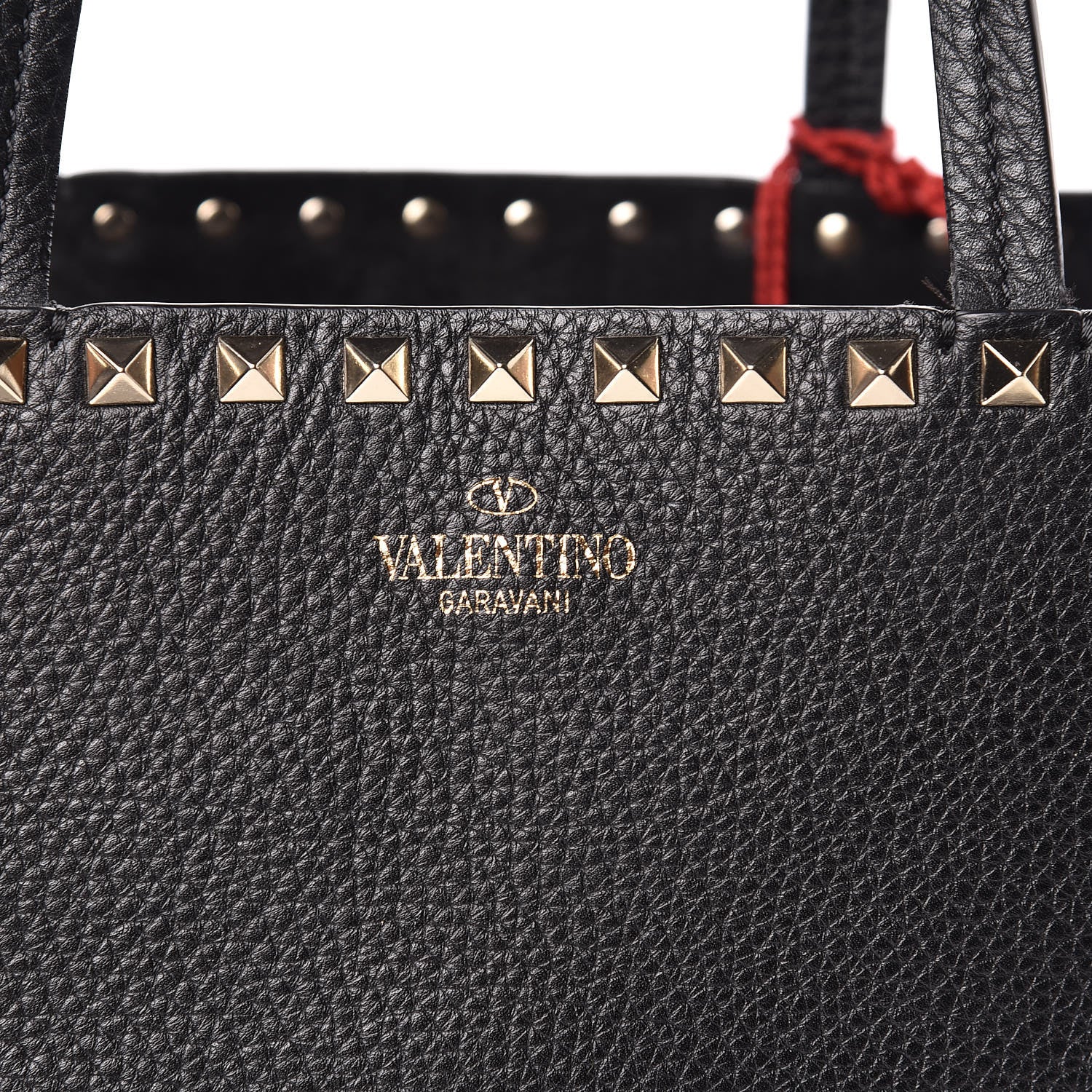 Valentino Garavani Grained Calfskin Small Rockstud Shoulder Tote Black 9 of 9