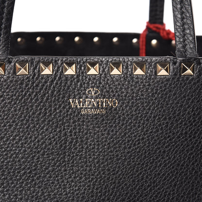 Valentino Garavani Grained Calfskin Small Rockstud Shoulder Tote Black 9 of 9