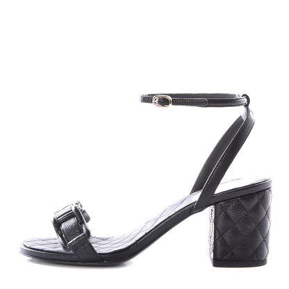 Chanel Grained Calfskin Quilted Sandals 35.5 Black 1 of 10