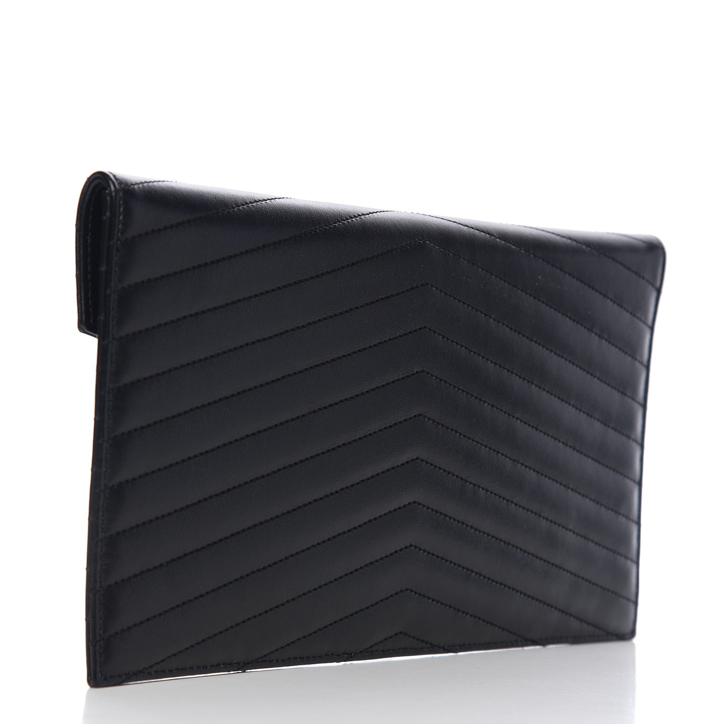 Calfskin Matelasse Chevron Monogram Uptown Clutch Black