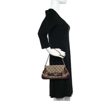 Gucci Monogram Studded Small Horsebit Clutch Bordeaux 2 of 15