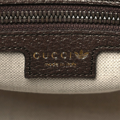 Gucci X ADIDAS Crystal Vintage Monogram Textured Dollar Calfskin Web Trefoil Logo Mini Bowling Bag Mid Natural Nut Off White New Acero 6 of 11