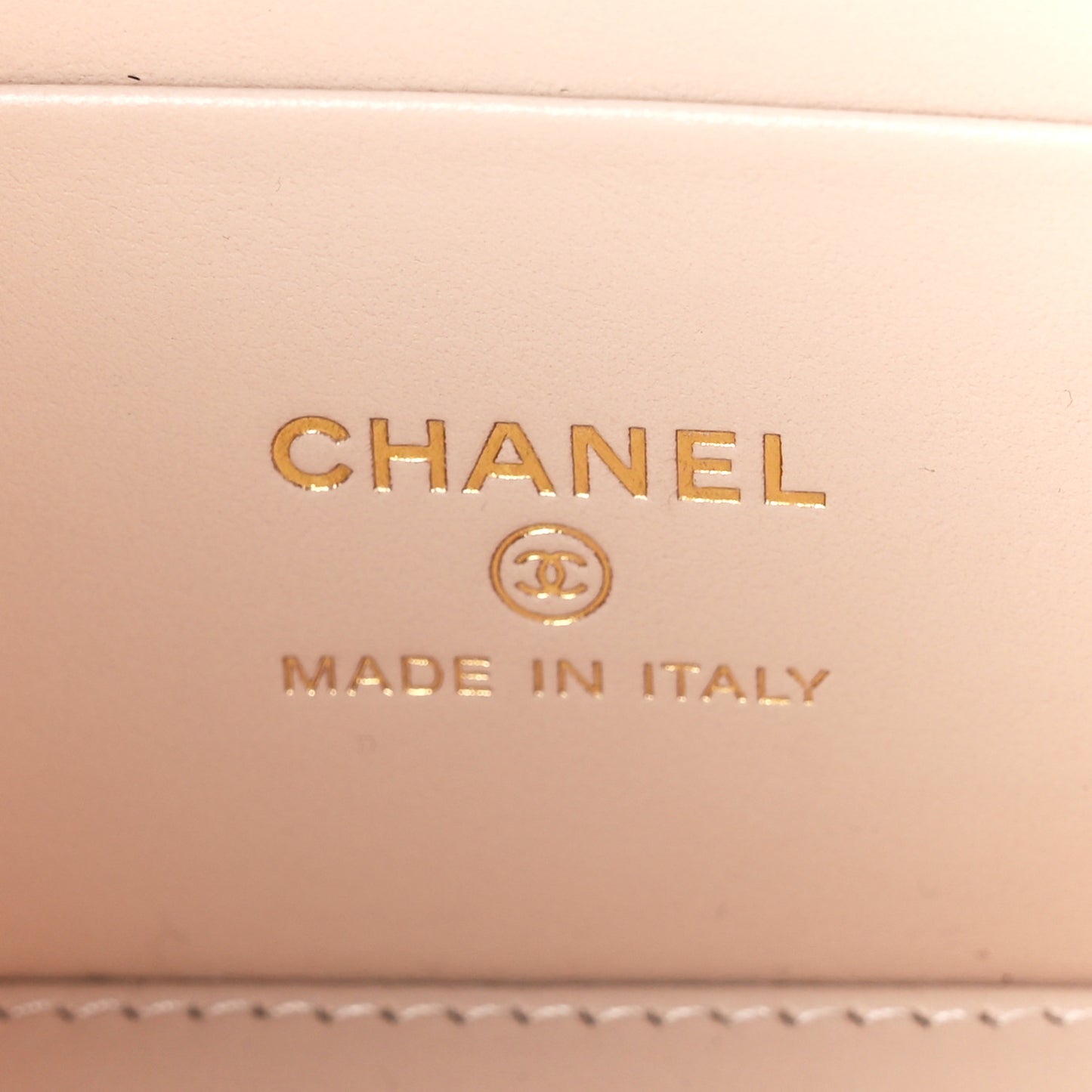 Caviar Quilted Top Handle Pocket Vanity Case Beige