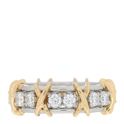 Tiffany Platinum 18K Yellow Gold Diamond Schlumberger Sixteen Stone Ring 54 7 1 of 5