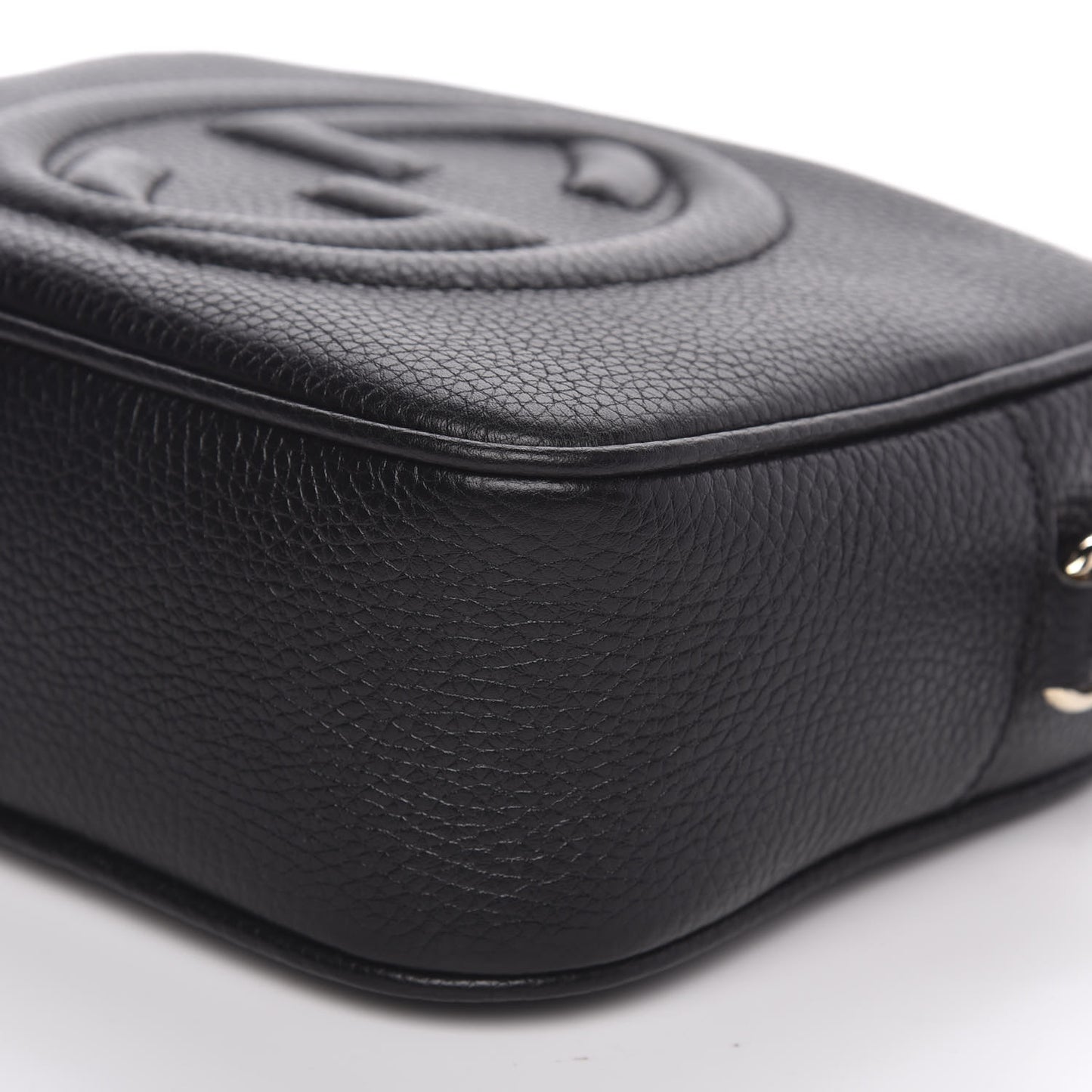 Pebbled Calfskin Small Soho Disco Bag Black