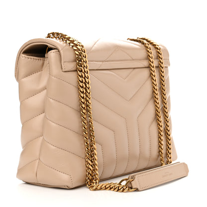 Saint Laurent Calfskin Y Quilted Monogram Small Loulou Chain Satchel Dark Beige 3 of 11