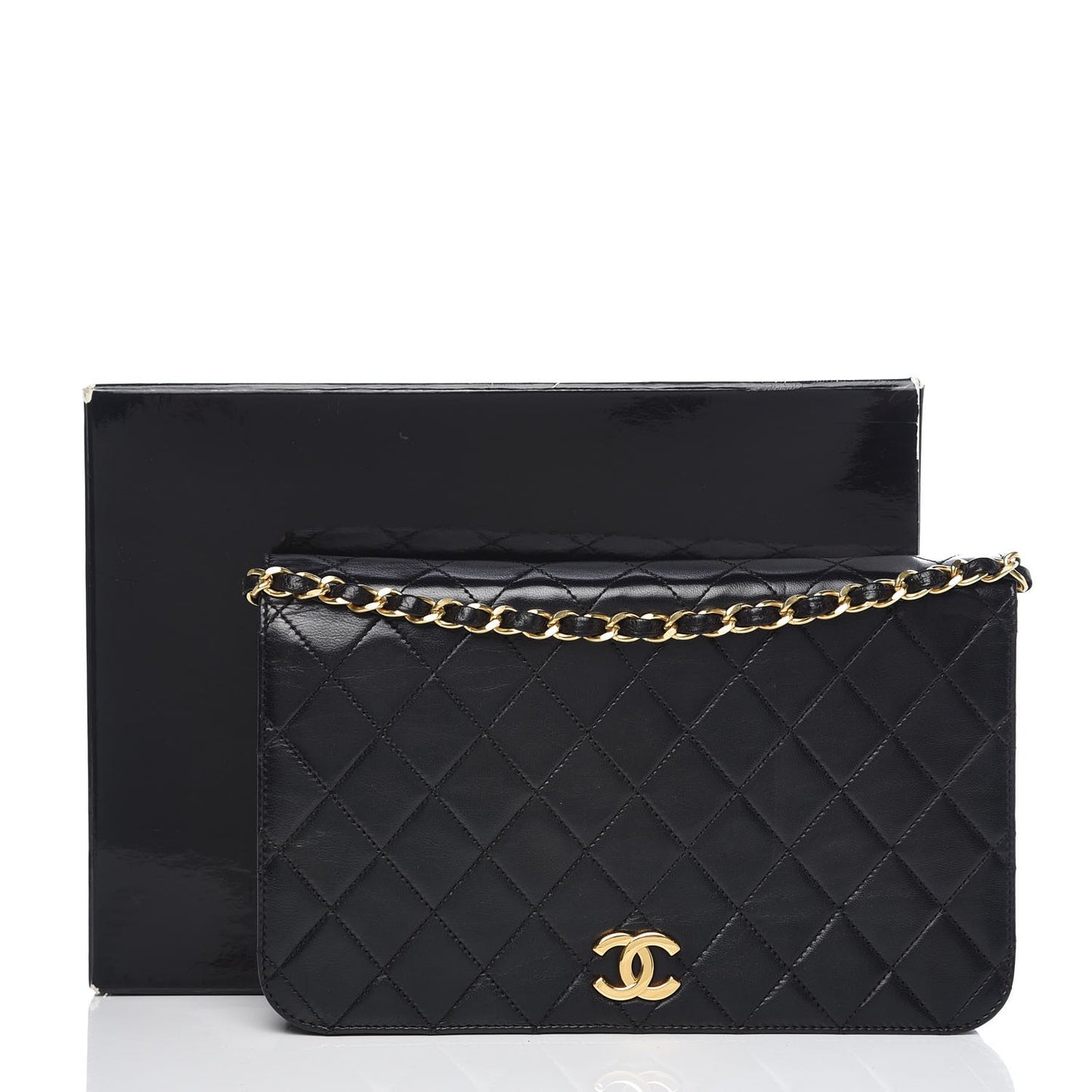 Lambskin Quilted Small Single Flap Bag Black