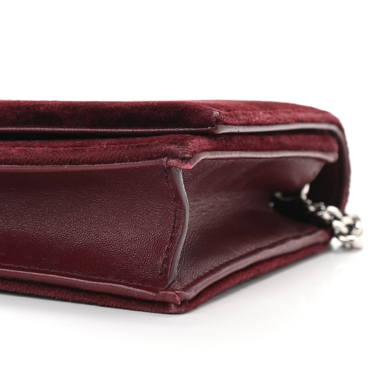 Saint Laurent Velvet Crystal Monogram Kate Tassel Shoulder Bag Burgundy 8 of 8