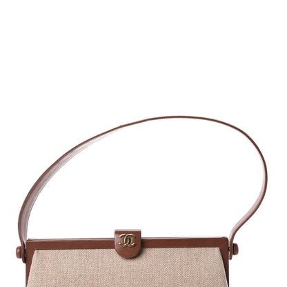 Chanel Linen Frame Shoulder Bag Beige 13 of 14