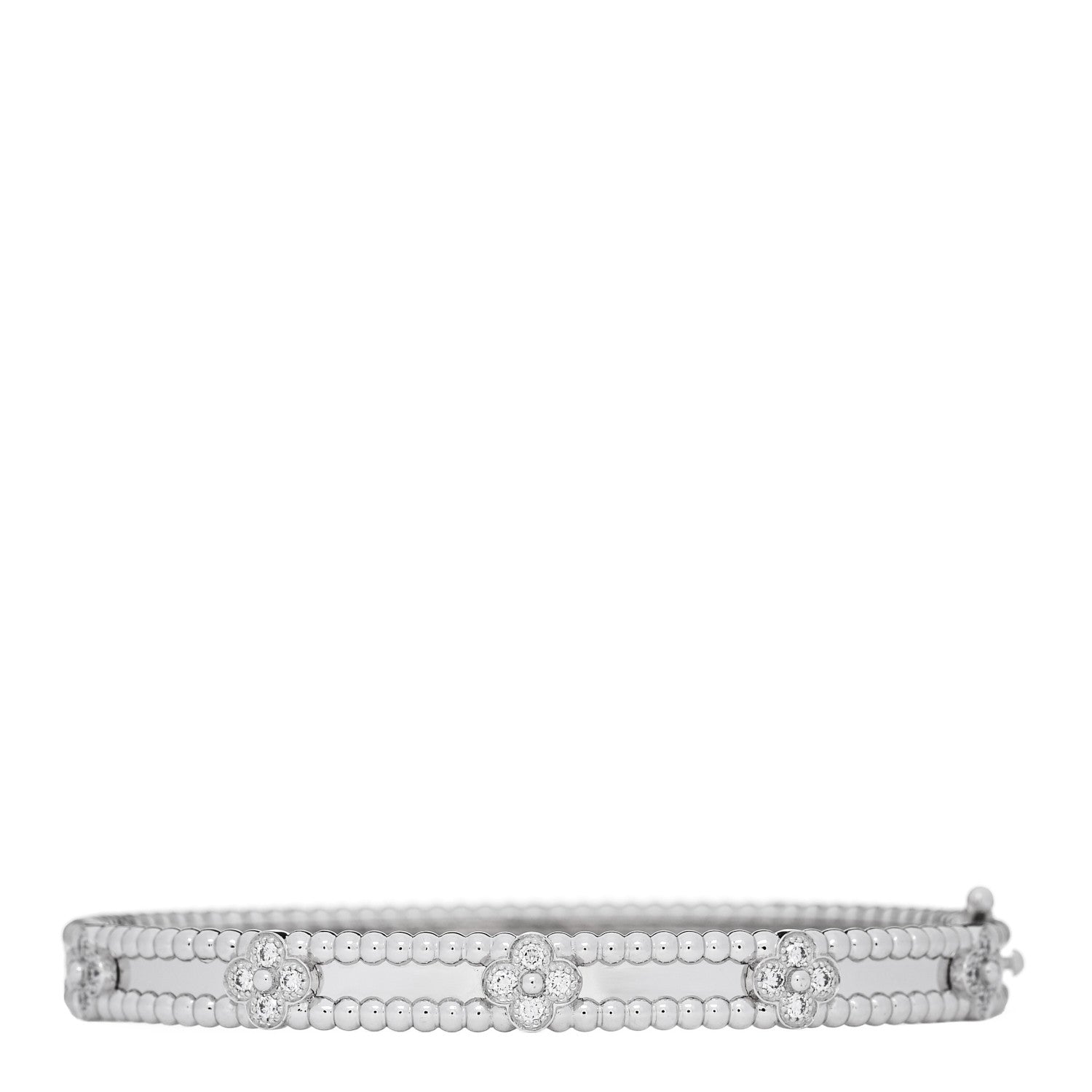 Van Cleef & Arpels 18K White Gold Diamond Perlee Sweet Clovers Bracelet S 1 of 4