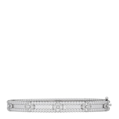 Van Cleef & Arpels 18K White Gold Diamond Perlee Sweet Clovers Bracelet S 1 of 4