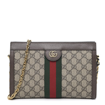 Gucci GG Supreme Monogram Web Small Ophidia Chain Shoulder Bag Brown 1 of 9