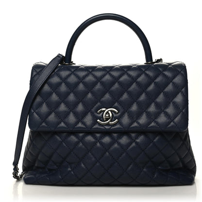 Chanel Caviar Quilted Medium Coco Handle Flap Navy Blue 1 of 11