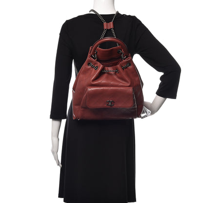 Chanel Calfskin Stitched Large Urban Luxury Drawstring Backpack Red 2 of 10