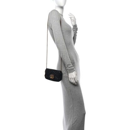 Gucci Calfskin Matelasse Super Mini GG Marmont Shoulder Bag Black 3 of 10