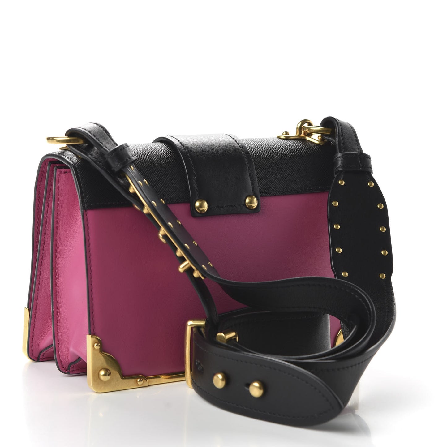City Calf Saffiano Cahier Bag Fuxia Black
