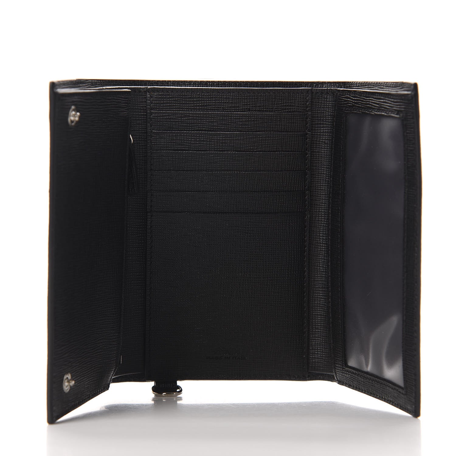 Fendi Vitello Elite Crocodile Print Compact Wallet Black Blue 5 of 8