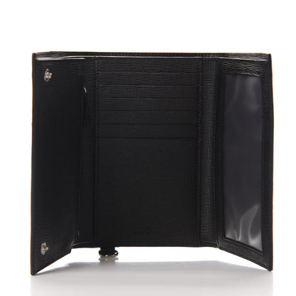 Fendi Vitello Elite Crocodile Print Compact Wallet Black Blue 5 of 8