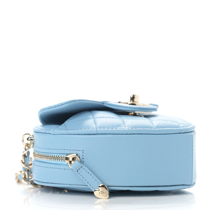 Chanel Lambskin Quilted CC In Love Heart Clutch With Chain Light Blue 4 of 11