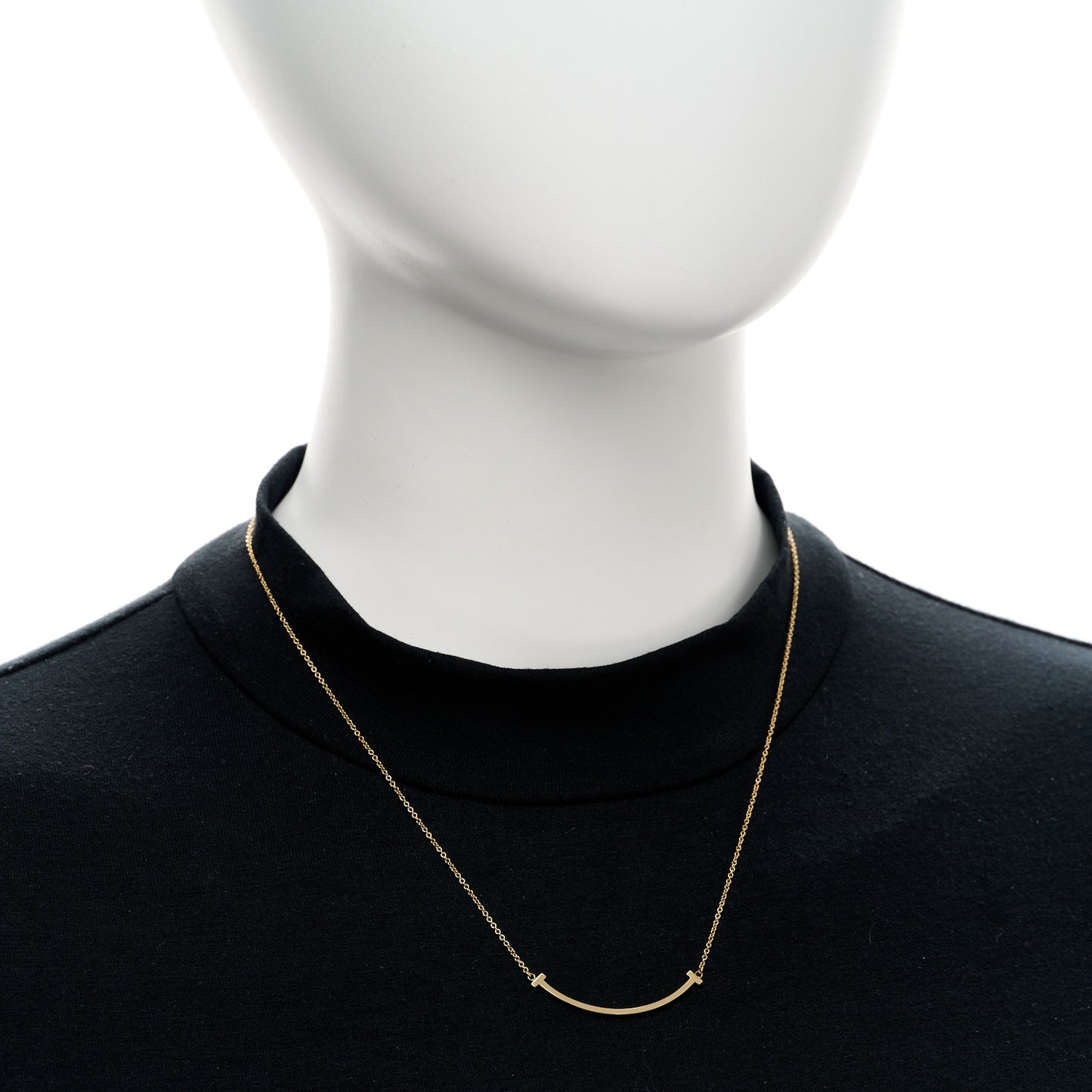 18K Yellow Gold Small T Smile Pendant Necklace