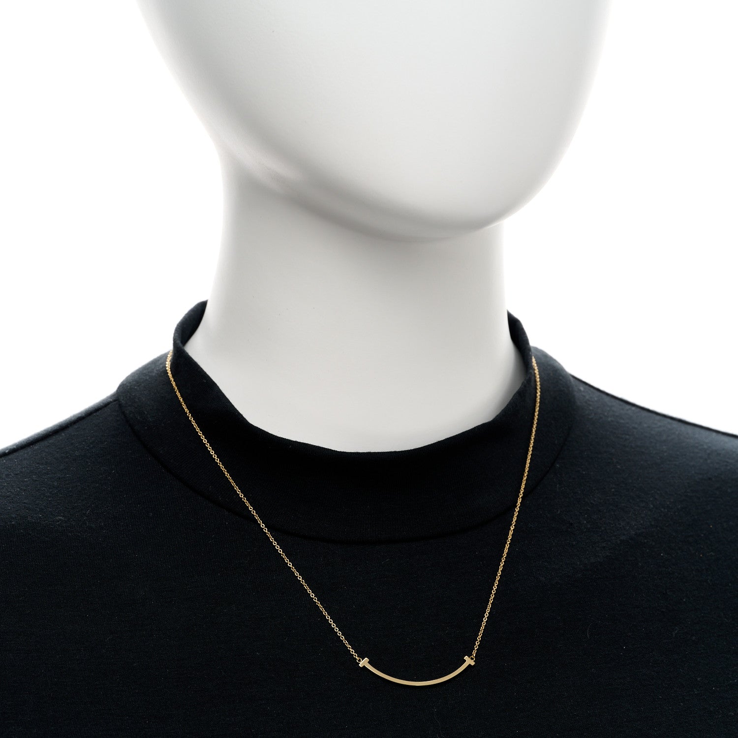 Tiffany 18K Yellow Gold Small T Smile Pendant Necklace 2 of 5