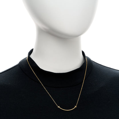 Tiffany 18K Yellow Gold Small T Smile Pendant Necklace 2 of 5