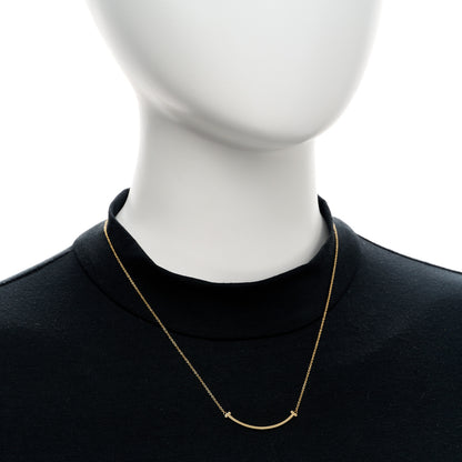 Tiffany 18K Yellow Gold Small T Smile Pendant Necklace 2 of 5