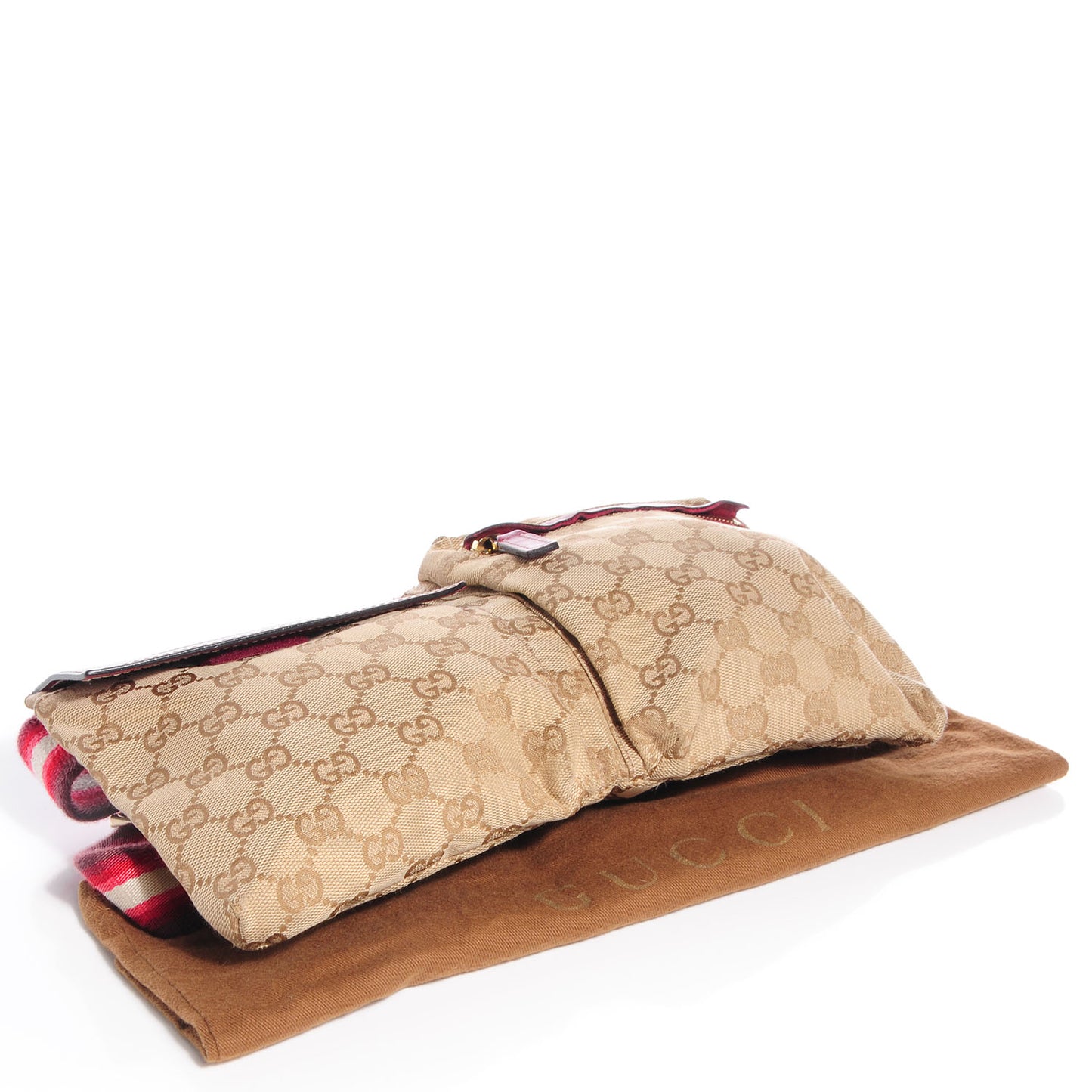 GG Monogram Web Double Pocket Belt Bag Red