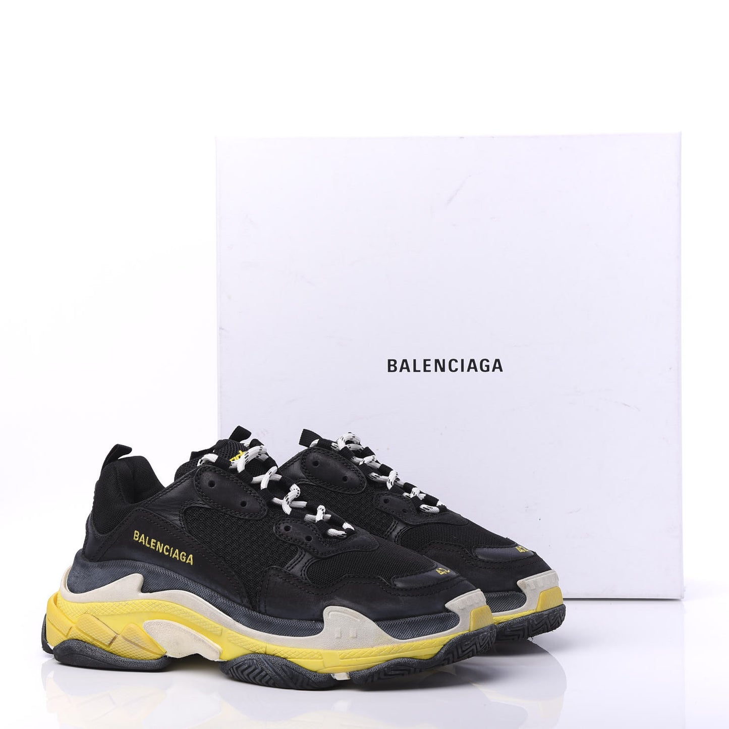 Fabric Mesh Womens Triple S Sneakers 42 Black Yellow