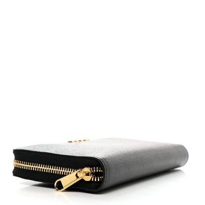 Gucci Textured Calfskin Gucci Script Zip Around Wallet Black 5 of 8