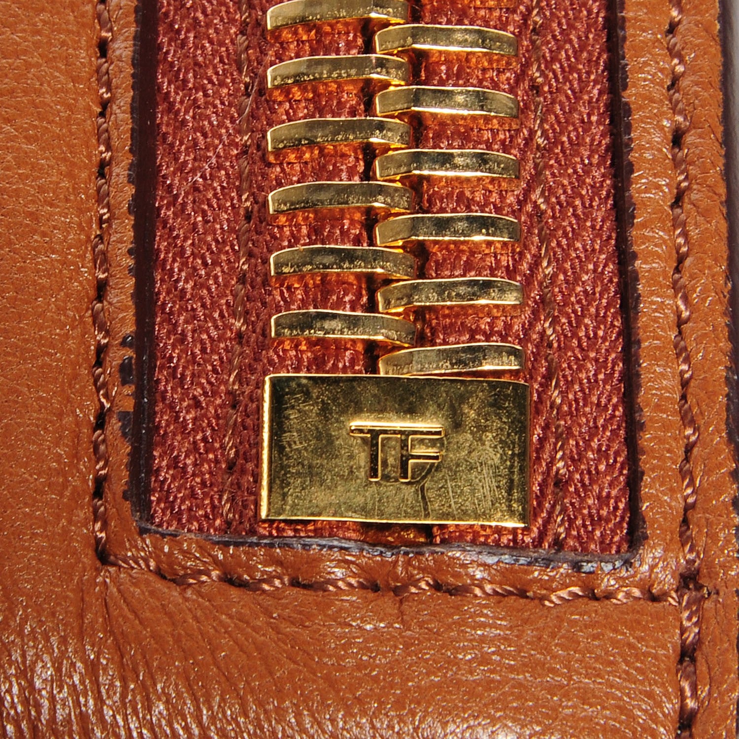 Tom Ford Ramskin Large Alix Padlock and Zip Shoulder Bag Caramel 6 of 9