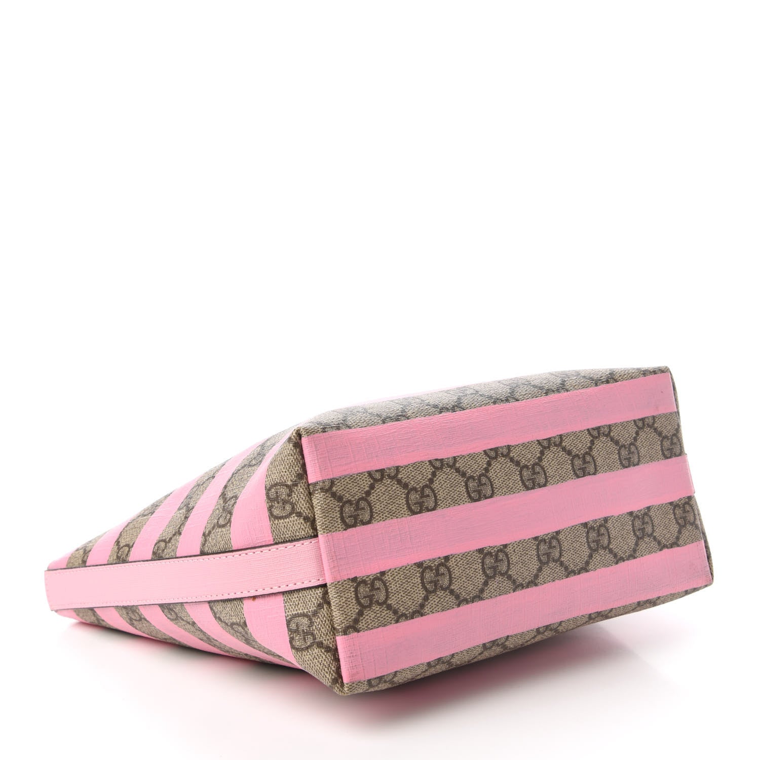 Gucci GG Supreme Monogram Striped Childrens Tote Beige Ebony Pink 4 of 10