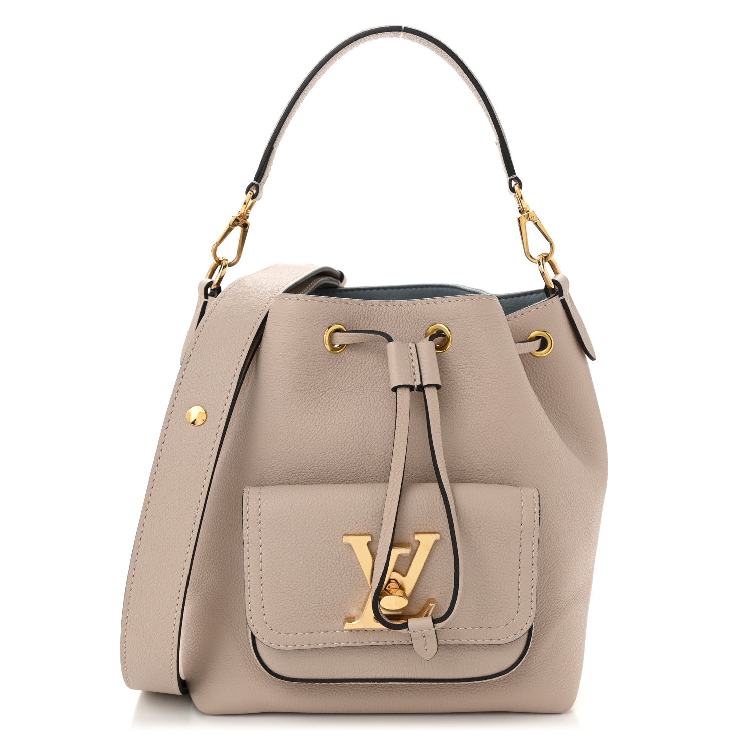 Louis Vuitton Calfskin Lockme Bucket MM Greige 1 of 9