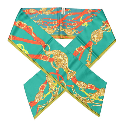 Hermes Silk Brides De Gala Maxi Twilly Menthe Canard Orange 1 of 5