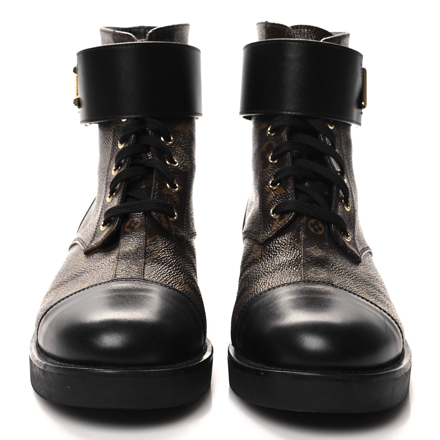Louis Vuitton Calfskin Monogram Wonderland Flat Ranger Boots 40 Black 2 of 10