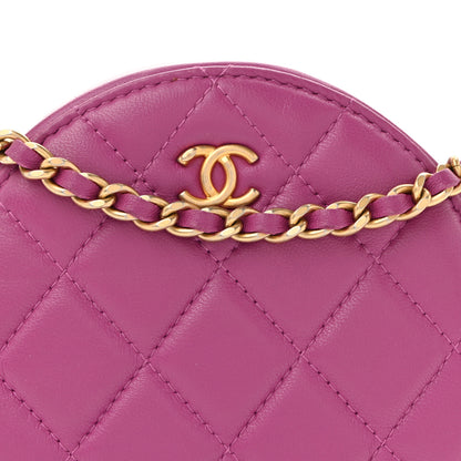 Chanel Lambskin Quilted Round Pearl Crush Clutch With Chain Purple 8 of 13