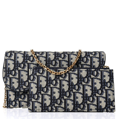 Christian Dior Oblique Saddle Chain Long Wallet Blue 4 of 8
